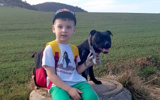 Asistenční fenka Bella pro autistického Sebastiena